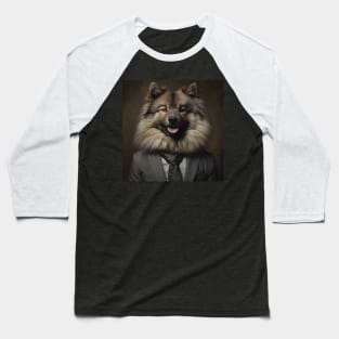 Keeshond Dog in Suit Baseball T-Shirt